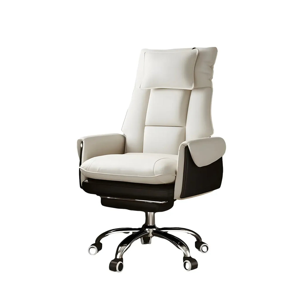 Fauteuil de bureau pivotant ergonomique moderne en cuir à dossier haut