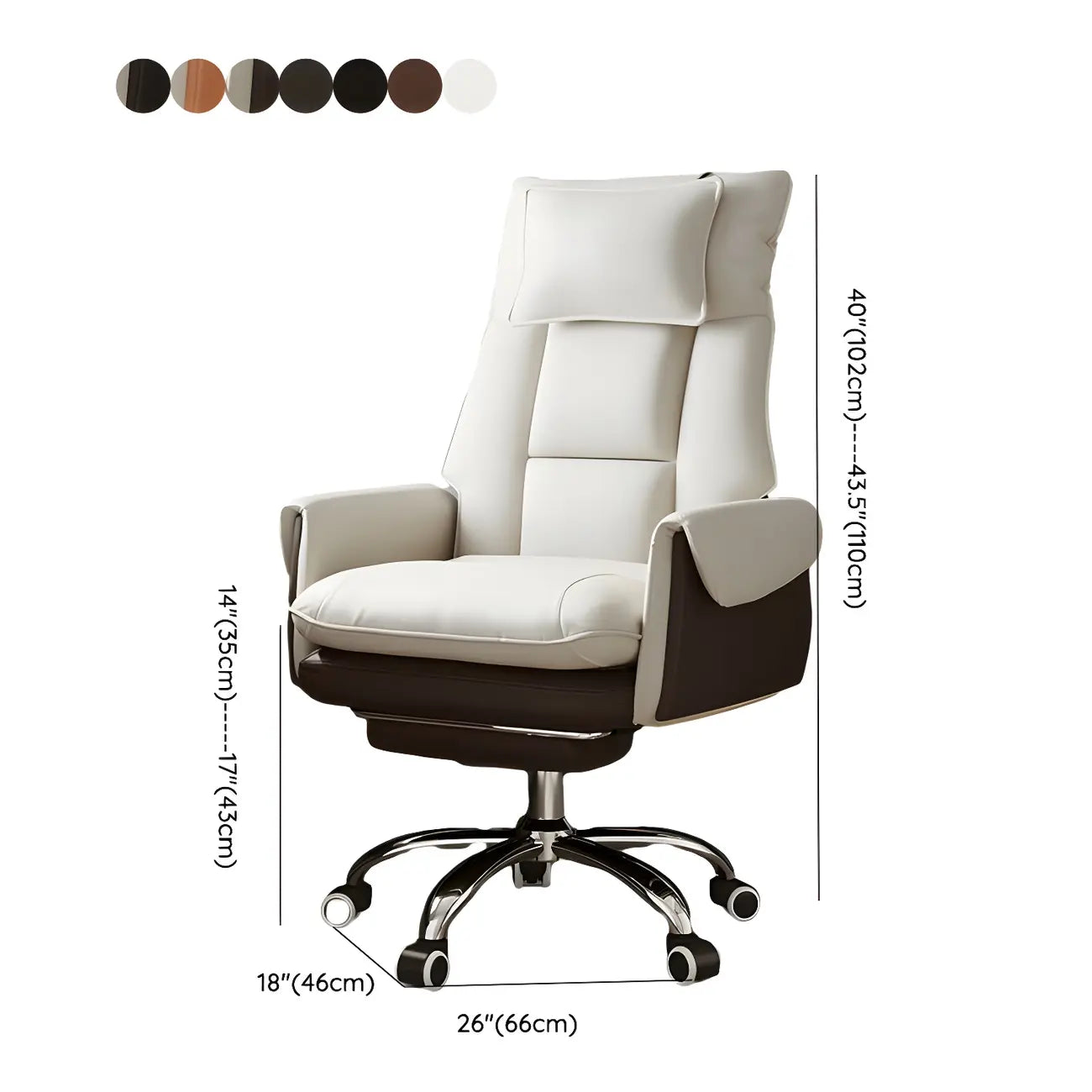 Fauteuil de bureau pivotant ergonomique moderne en cuir à dossier haut