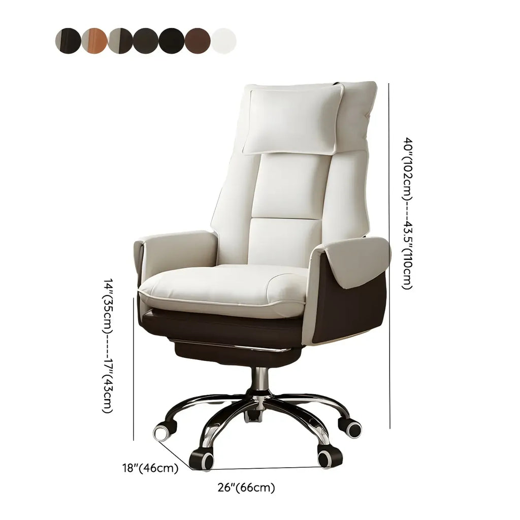 Fauteuil de bureau pivotant ergonomique moderne en cuir à dossier haut