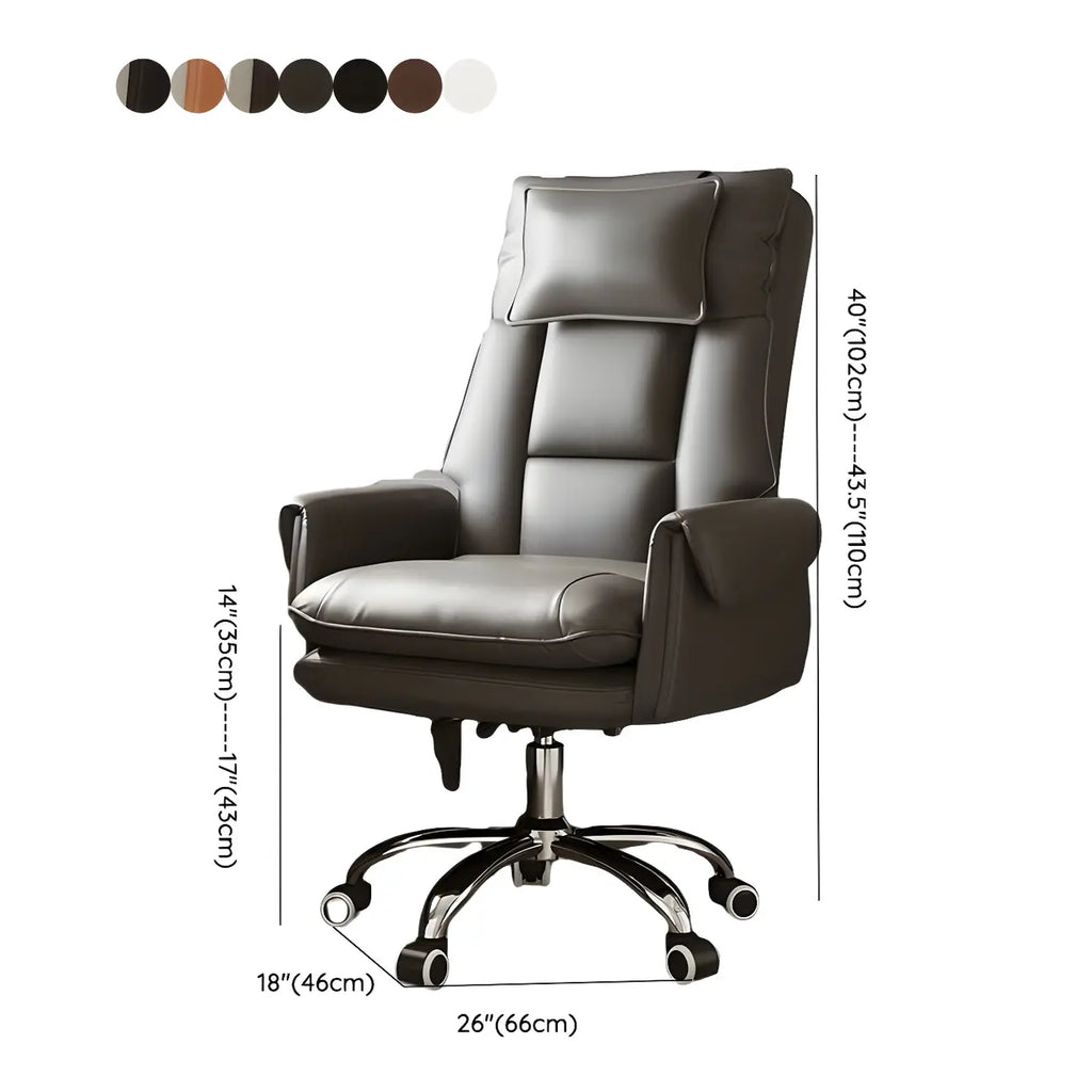 Fauteuil de bureau pivotant ergonomique moderne en cuir à dossier haut