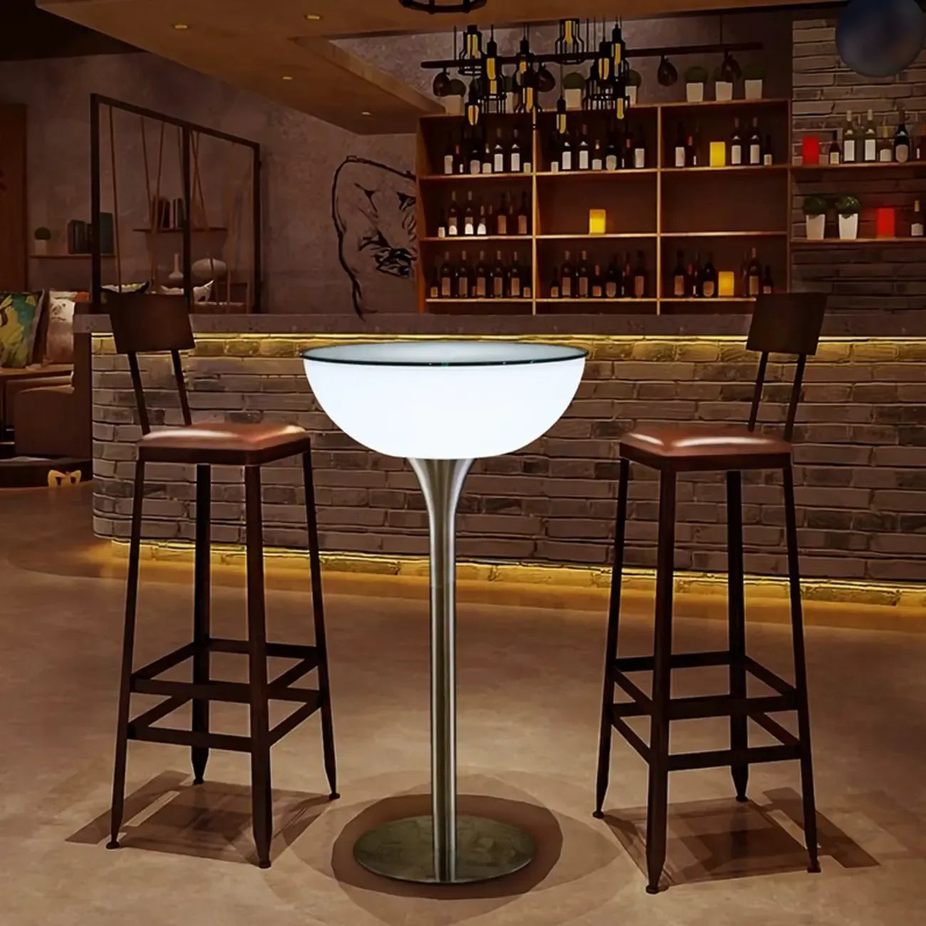 Tables de bar modernes en acrylique blanc et métal argenté
