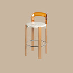 Tabourets de bar contemporains à dossier bas, structure en bois et acrylique