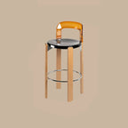 Tabourets de bar contemporains à dossier bas, structure en bois et acrylique