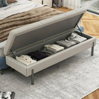 Banc de chambre moderne gris capitonné avec rangement dissimulé