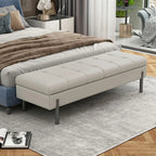 Banc de chambre moderne gris capitonné avec rangement dissimulé