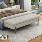 Banc de chambre moderne gris capitonné avec rangement dissimulé
