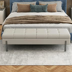 Banc de chambre moderne gris capitonné avec rangement dissimulé