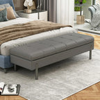 Banc de chambre moderne gris capitonné avec rangement dissimulé