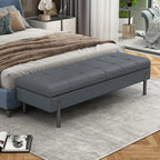 Banc de chambre moderne gris capitonné avec rangement dissimulé