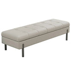 Banc de chambre moderne gris capitonné avec rangement dissimulé
