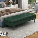 Banc de chambre moderne gris capitonné avec rangement dissimulé