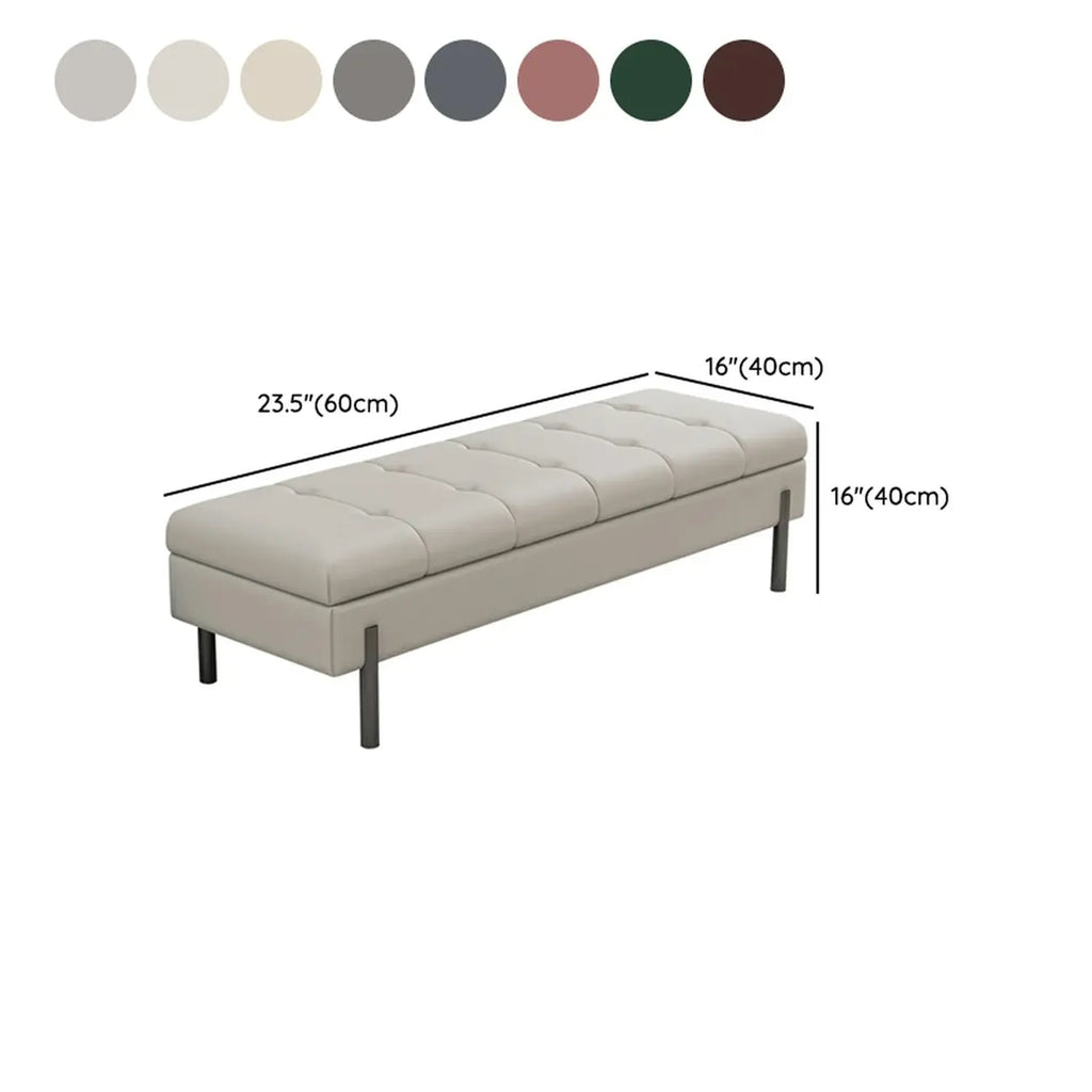 Banc de chambre moderne gris capitonné avec rangement dissimulé