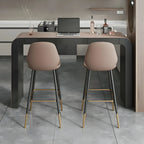 Tables de bar modernes en cuir marron et bois courbé avec 3 tiroirs
