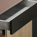 Tables de bar modernes en cuir marron et bois courbé avec 3 tiroirs