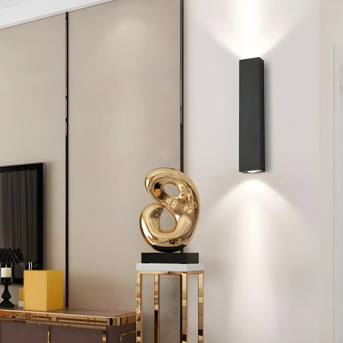 Applique murale moderne noire à 2 lumières (éclairage haut et bas) pour intérieur