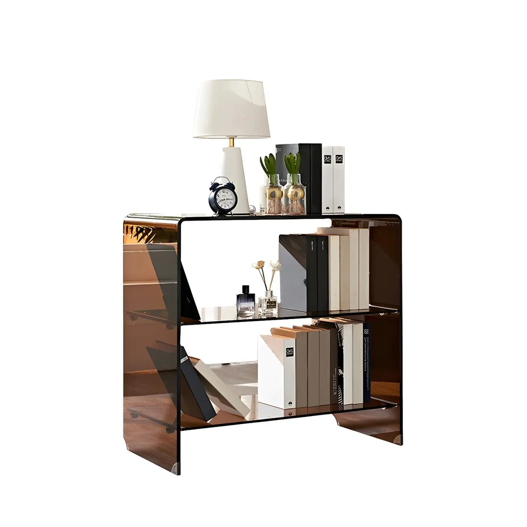 Libreria Moderna con Schienale Aperto in Vetro per Soggiorno