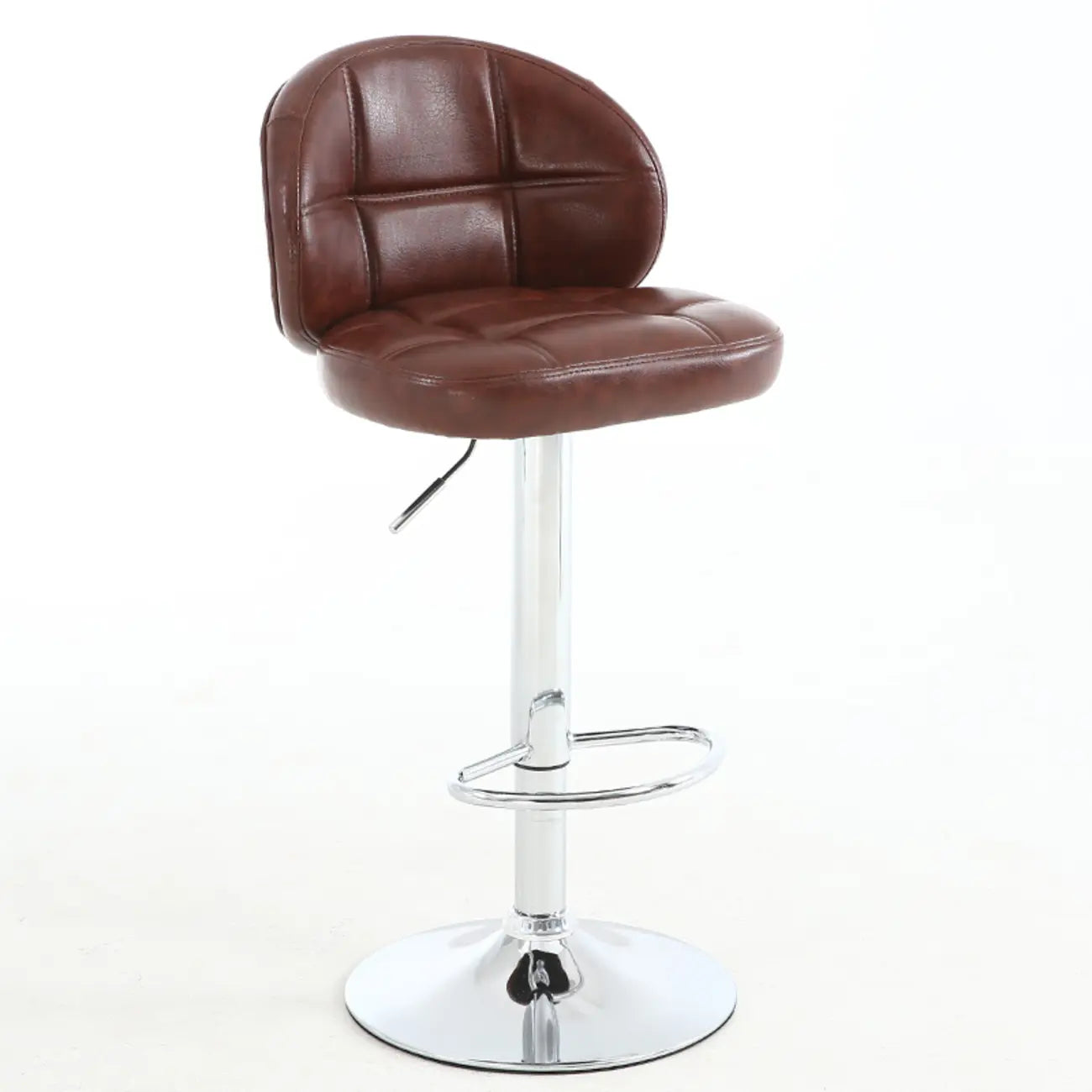 Tabouret de bar pivotant et réglable en cuir contemporain