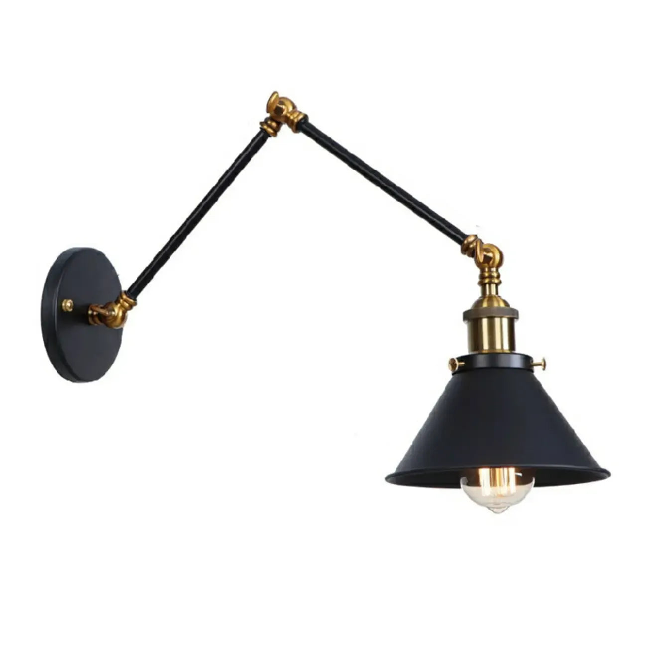 Lampada da parete regolabile in metallo retrò con braccio oscillante da 16 pollici