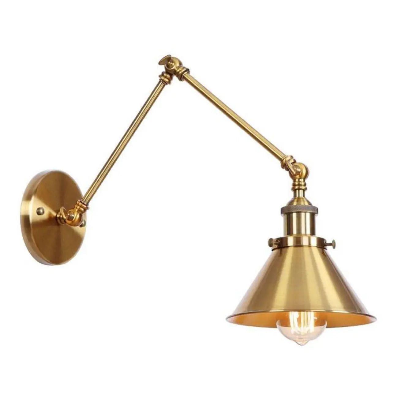 Lampada da parete regolabile in metallo retrò con braccio oscillante da 16 pollici