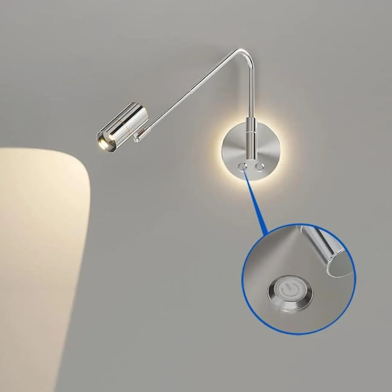 Lampe murale tactile à bras articulé et à intensité variable pour la lecture au chevet