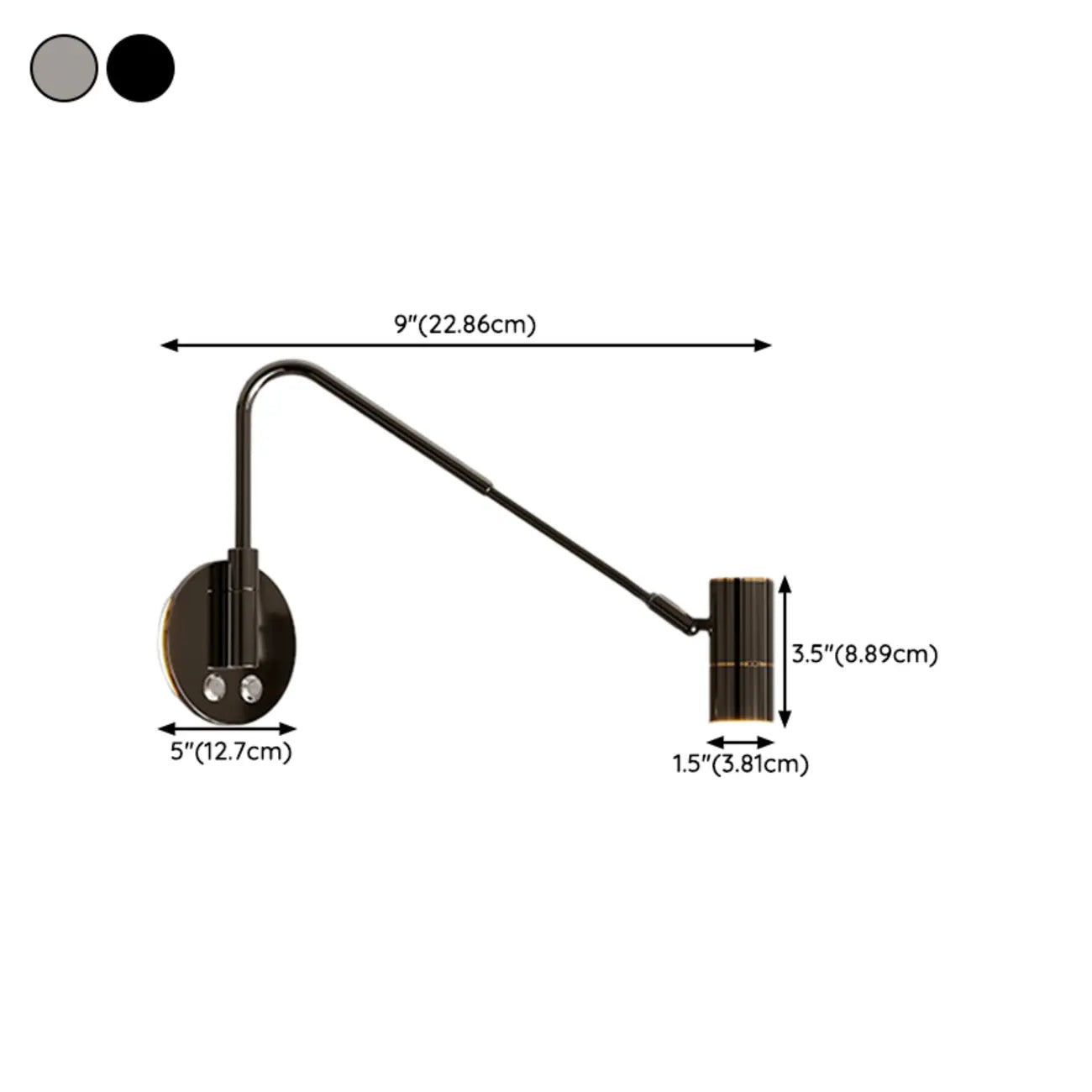 Lampe murale tactile à bras articulé et à intensité variable pour la lecture au chevet