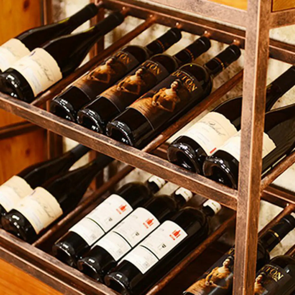 Étagère à vin industrielle en métal sur pied pour bouteilles et verres