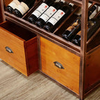 Étagère à vin industrielle en métal sur pied pour bouteilles et verres