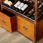 Étagère à vin industrielle en métal sur pied pour bouteilles et verres