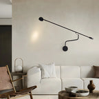 Applique murale minimaliste en métal noir à grand bras articulé réglable
