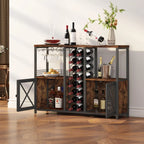 Étagère à bouteilles et verres à vin en bois à plusieurs niveaux, sur pied