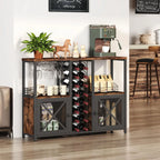 Étagère à bouteilles et verres à vin en bois à plusieurs niveaux, sur pied