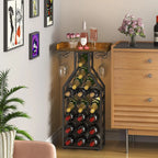 Présentoir moderne sur pied pour 19 bouteilles de vin et 9 verres