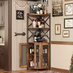Armoire à vin d'angle suspendue avec éclairage LED et ventilateur indépendant en forme de