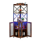 Armoire à vin d'angle suspendue avec éclairage LED et ventilateur indépendant en forme de