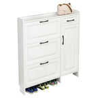 Armoire à chaussures étroite en bois blanc pour entrée