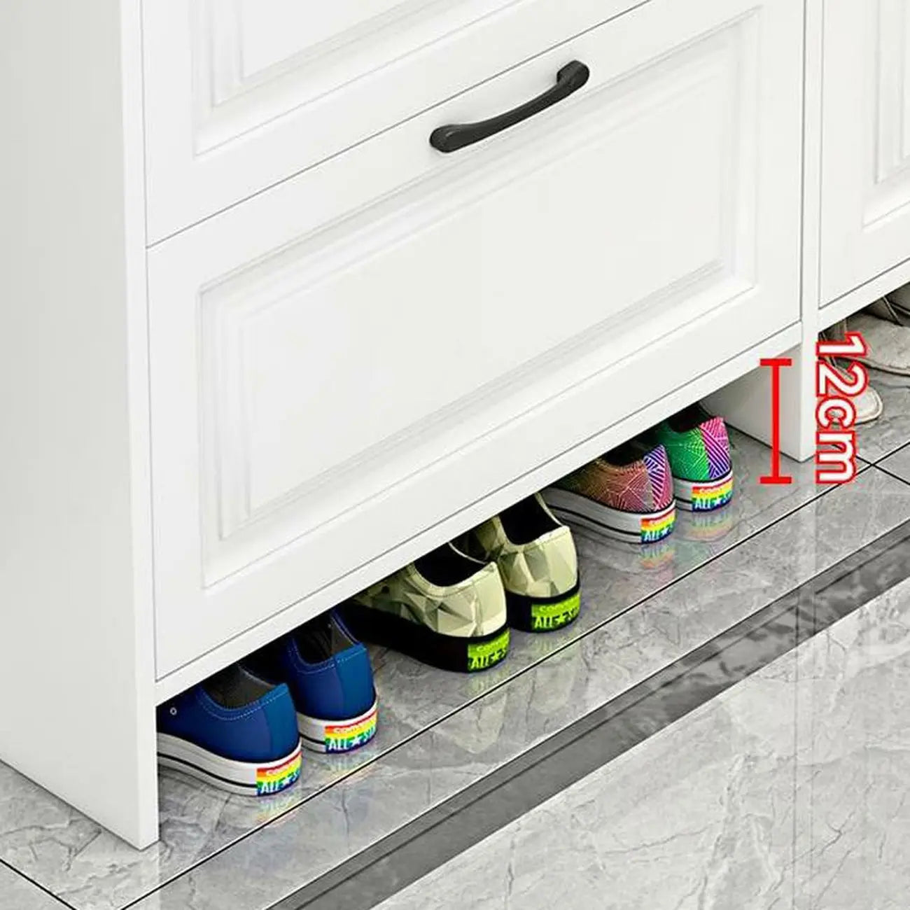 Armoire à chaussures étroite en bois blanc pour entrée