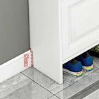 Armoire à chaussures étroite en bois blanc pour entrée