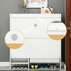 Armoire à chaussures étroite en bois blanc pour entrée