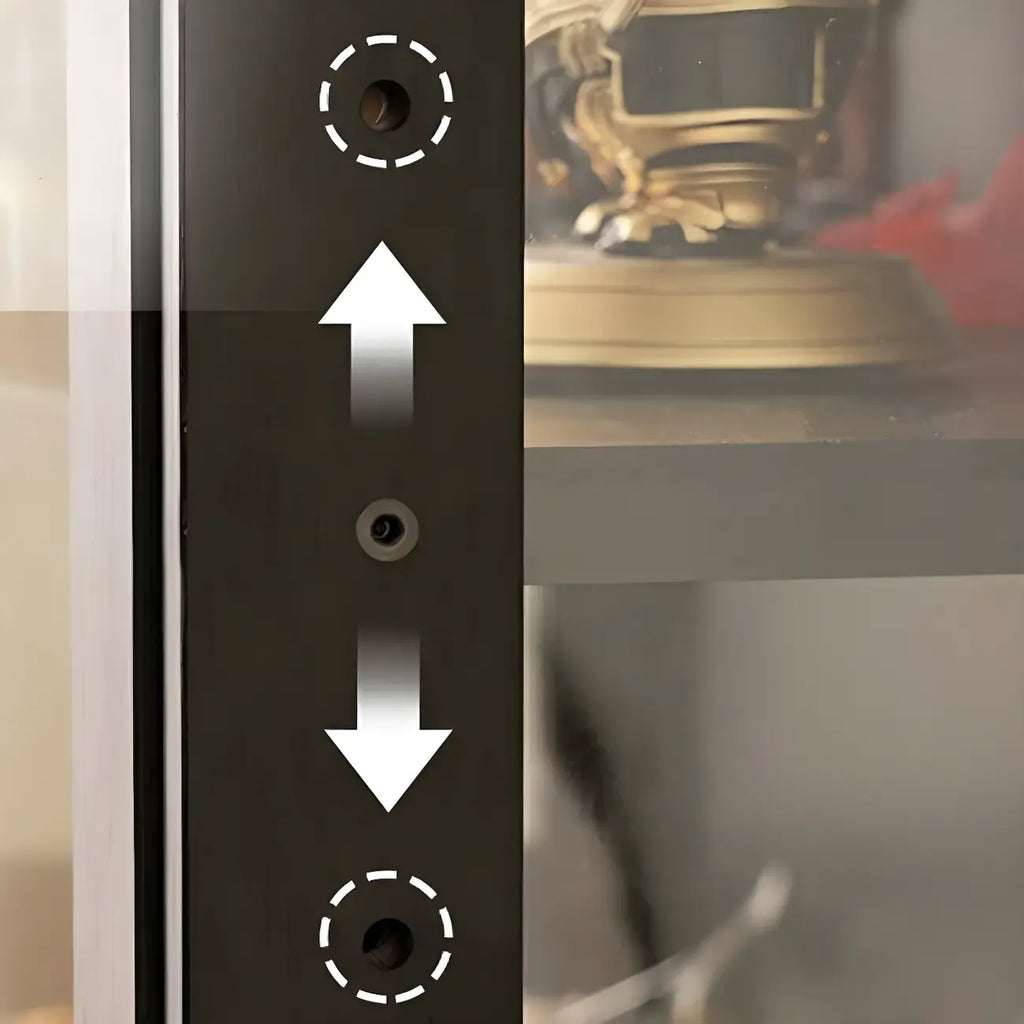 Vitrine moderne en bambou noir avec étagères réglables et étagères en verre