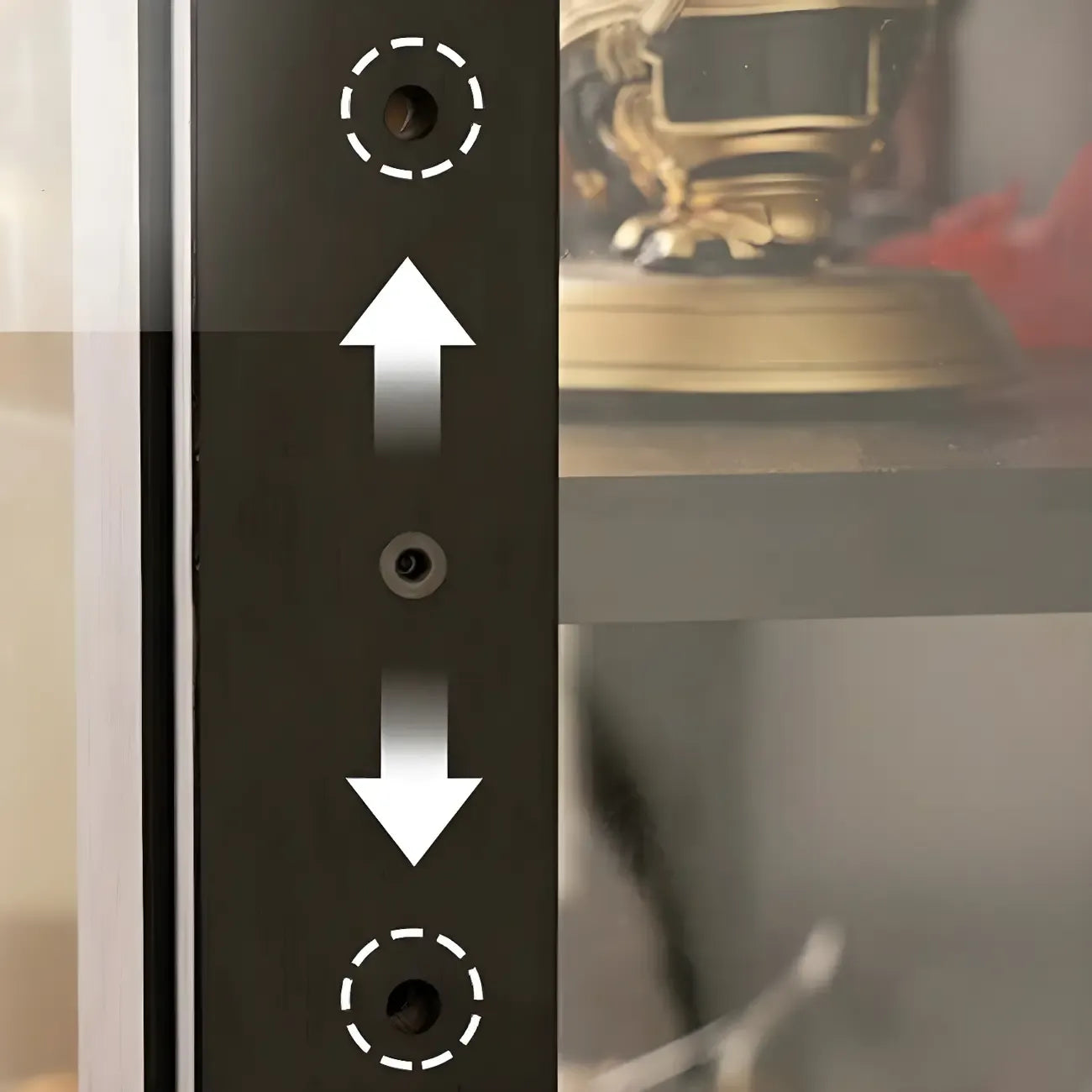 Vitrine moderne en bambou noir avec étagères réglables et étagères en verre