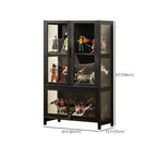 Vitrine moderne en bambou noir avec étagères réglables et étagères en verre