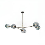 Lustre industriel Sputnik avec globes en verre bleu clair