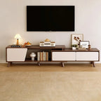 Mobile TV con cassetti portaoggetti aperti in legno naturale da 78,7" con gambe