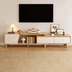 Mobile TV con cassetti portaoggetti aperti in legno naturale da 78,7" con gambe