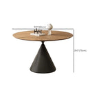 Table de salle à manger ronde en bois brun avec pied en métal noir
