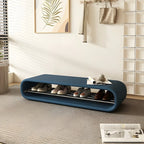 Banc d'entrée décoratif ovale court en pin avec rangement
