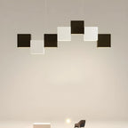 Îlot de cuisine moderne en forme de cube noir avec éclairage LED dimmable