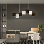 Îlot de cuisine moderne en forme de cube noir avec éclairage LED dimmable