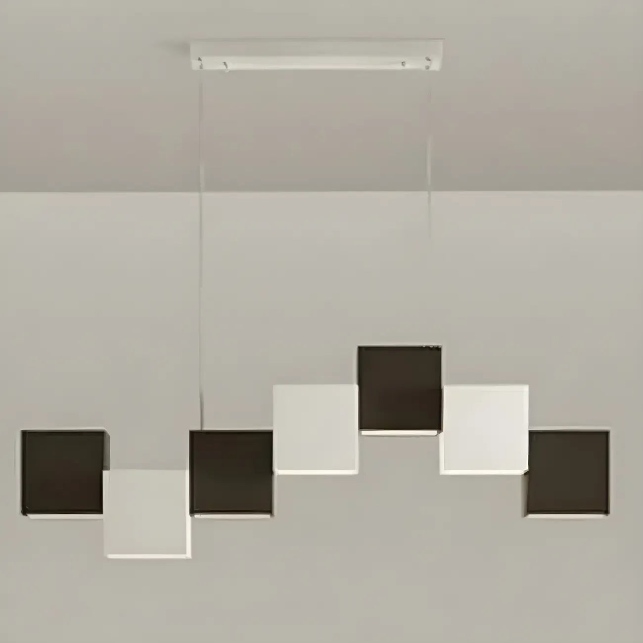 Îlot de cuisine moderne en forme de cube noir avec éclairage LED dimmable