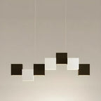 Îlot de cuisine moderne en forme de cube noir avec éclairage LED dimmable